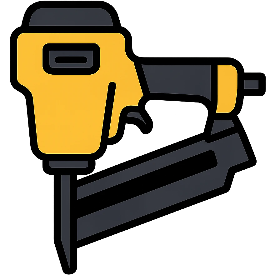 flat vector style DeWalt nail gun, yellow and black, construction tool emoji