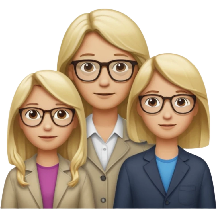 je voudrai un emoji d'une fille aux cheveux longs et blonds avec des lunettes en FAMILLE avec un papa chatain une maman blonde et un frère blond emoji