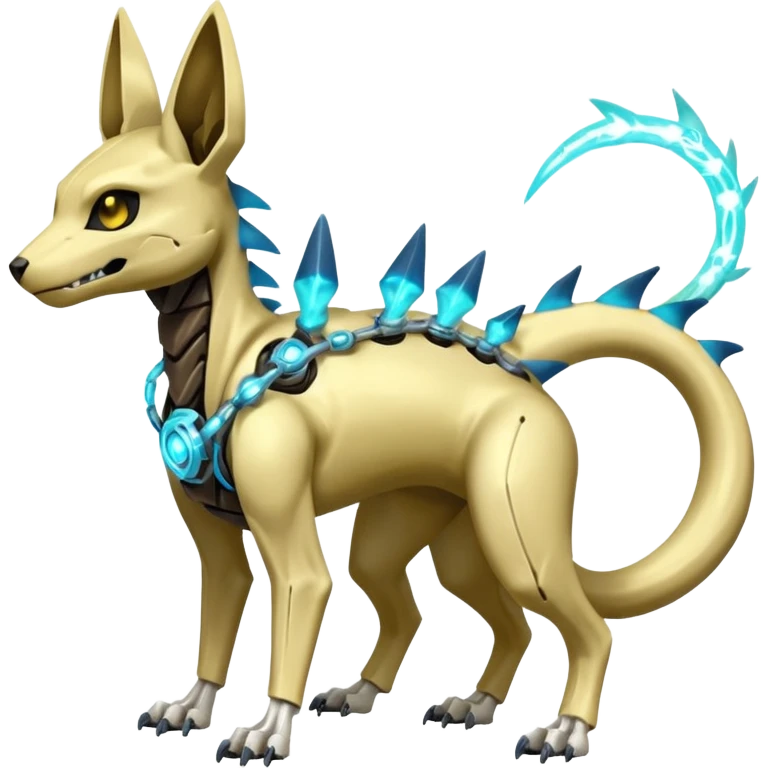 futuristic Skeletal-Cyborg-Manectric-Electrike-Lucio-Cubone-Umbreon-Marowak-Draco-Fakémon-hybrid-creature (full body), 4 legs emoji