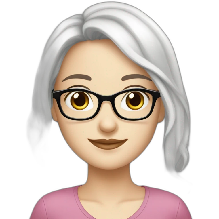 Beautiful white girl with black hair wearing glasses ￼ emoji