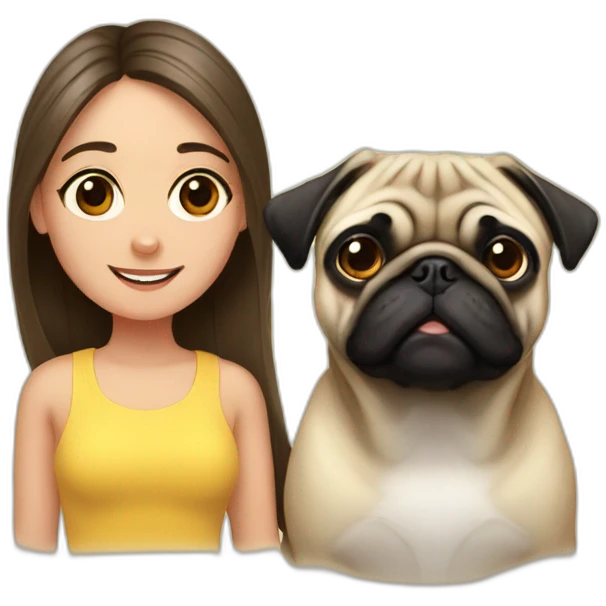Pug and girl emoji