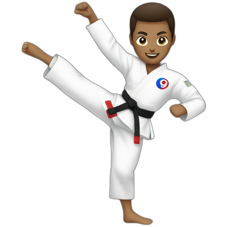 Spinning taekwondo high kick emoji