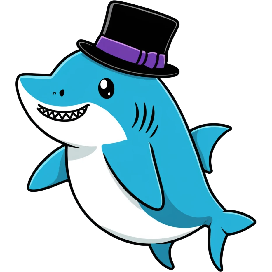 Shark with a top hat emoji