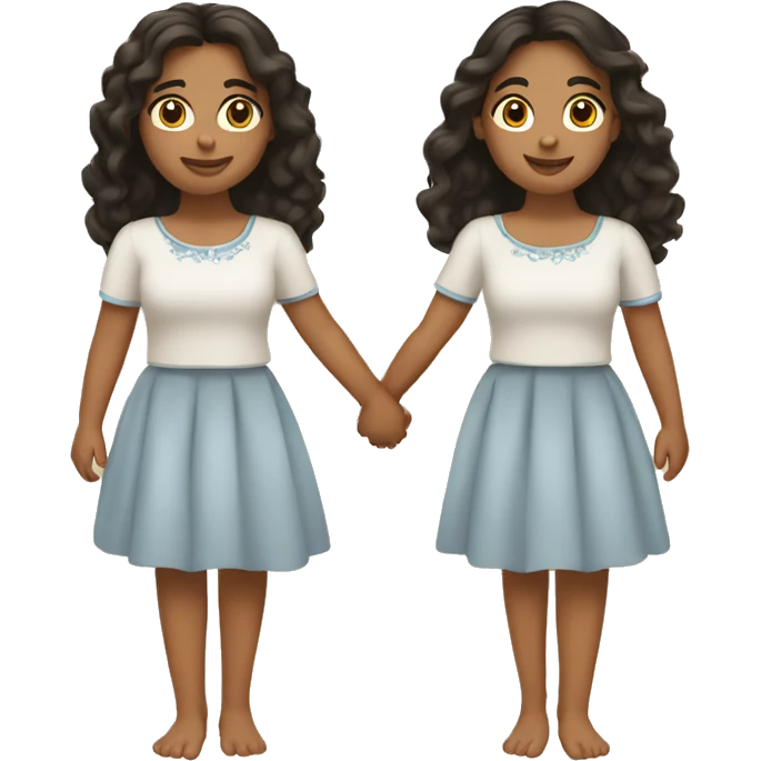 latina twins holding hands emoji