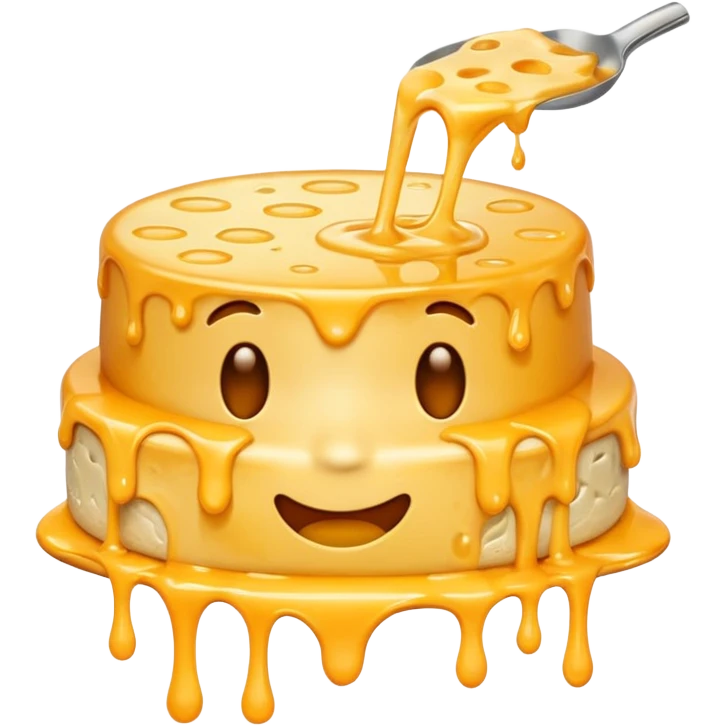 face emoji with melted cheese pouring over emoji