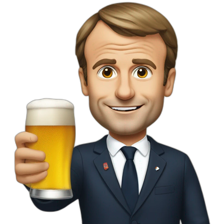 Emmanuel macron qui boie de la bière emoji