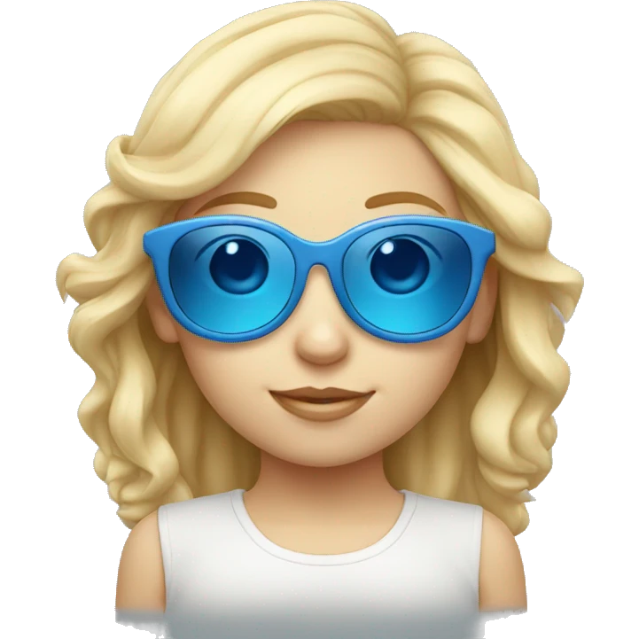 little white girl with blue sun glasses emoji