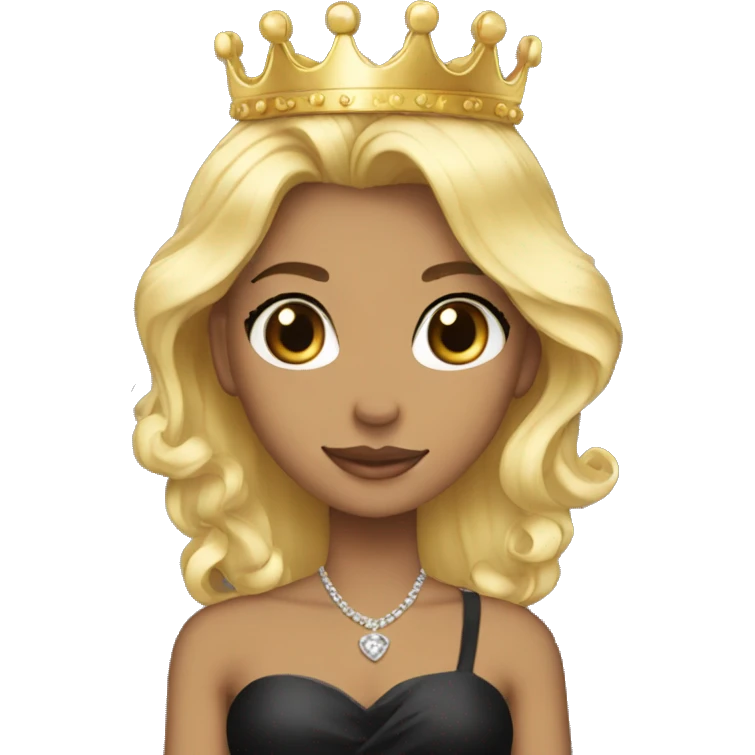 Black dress princess blonde crown emoji
