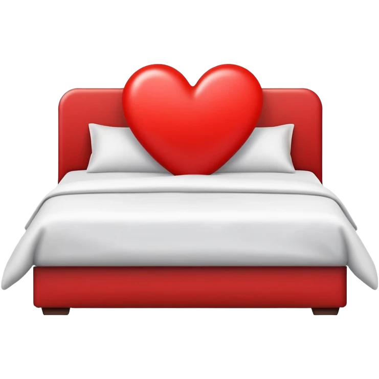 bed with a large red heart replacing the headboard emoji