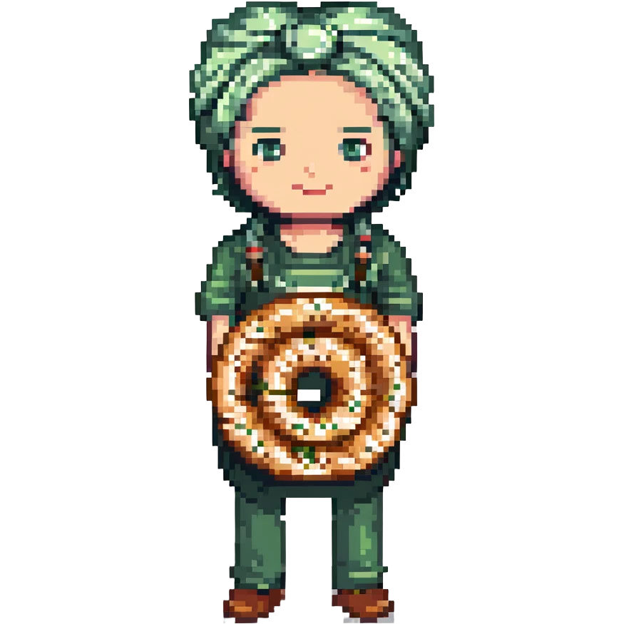 simitçi adam holding a tray of simit pixel art emoji