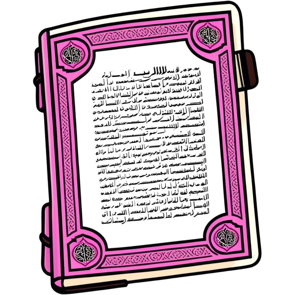 Pink Quran book with Islamic patterns emoji
