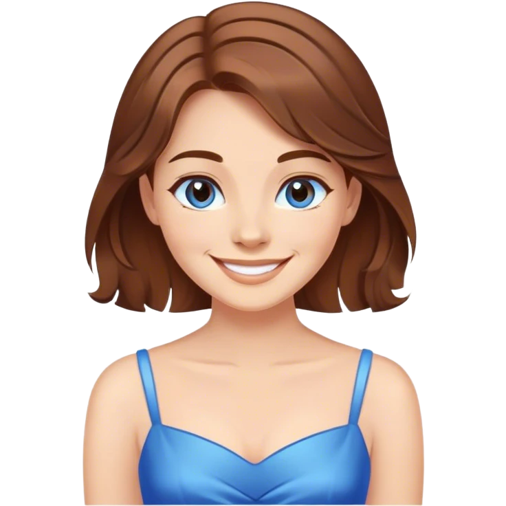 Cinematic Radiant Belle Portrait Emoji, rendered in a realistic, vector style with clean proportions. Show Belle with a warm, welcoming smile, delicate fair skin, and elegantly styled brown hair, wearing her timeless blue dress. The image radiates a soft, enchanting glow, high shine, and is enhanced by a soft glowing outline that accentuates her gentle charm. emoji