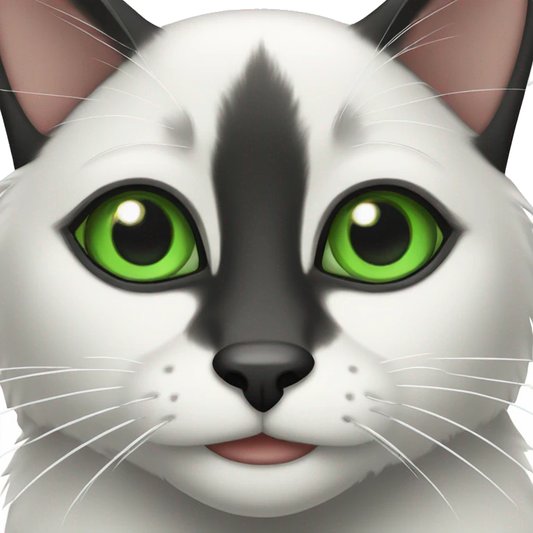 black cat with green eyes and white around the lips  emoji