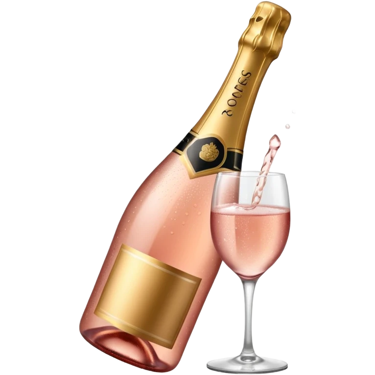 bottle of sparkling rose champagne tilted sideways emoji