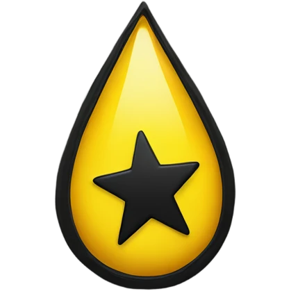 a 2d black star inside a 2d yellow teardrop emoji