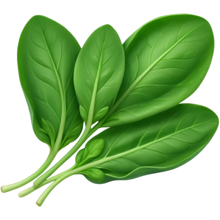 baby spinach leaves, small handful, vibrant green, smooth oval, delicate veins, slight curl, soft glossy surface, tender, fresh, no bowl, no water, no packaging, soft lighting, emoji scale emoji