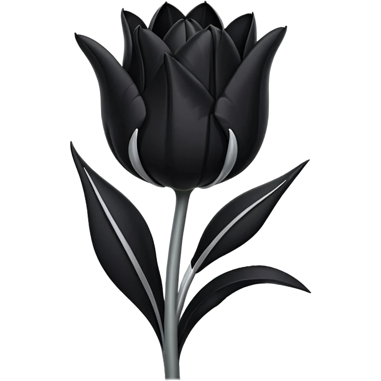 single goth tulip with black petals with silver accents emoji