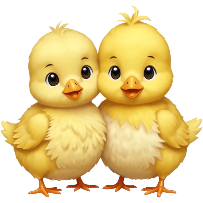 Two baby chicks cuddling emoji