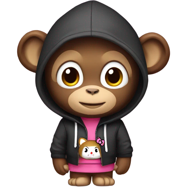 Monkey with hello kitty hoodie emoji