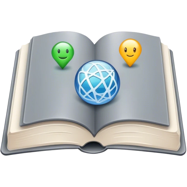 magical grey book of networking with a web emoji
