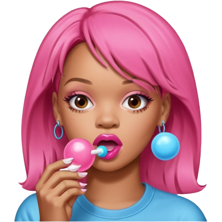 Rihanna eating bubble gum emoji