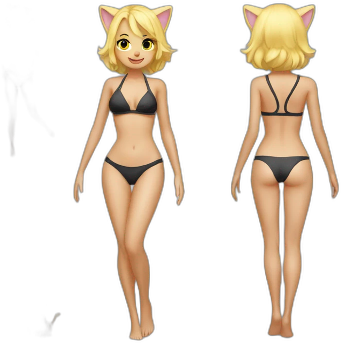 hot catgirl blonde swim suit emoji