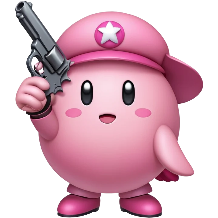 Kirby with pistol emoji