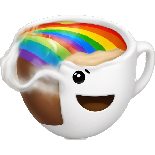 Rainbow coffee cup with hot coco  emoji