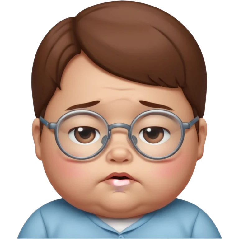 Sad Fat baby with glasses and brown hair emoji