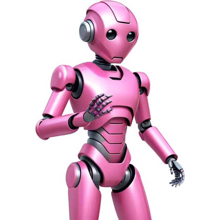 3d robot office worker in intensive pink color suit emoji