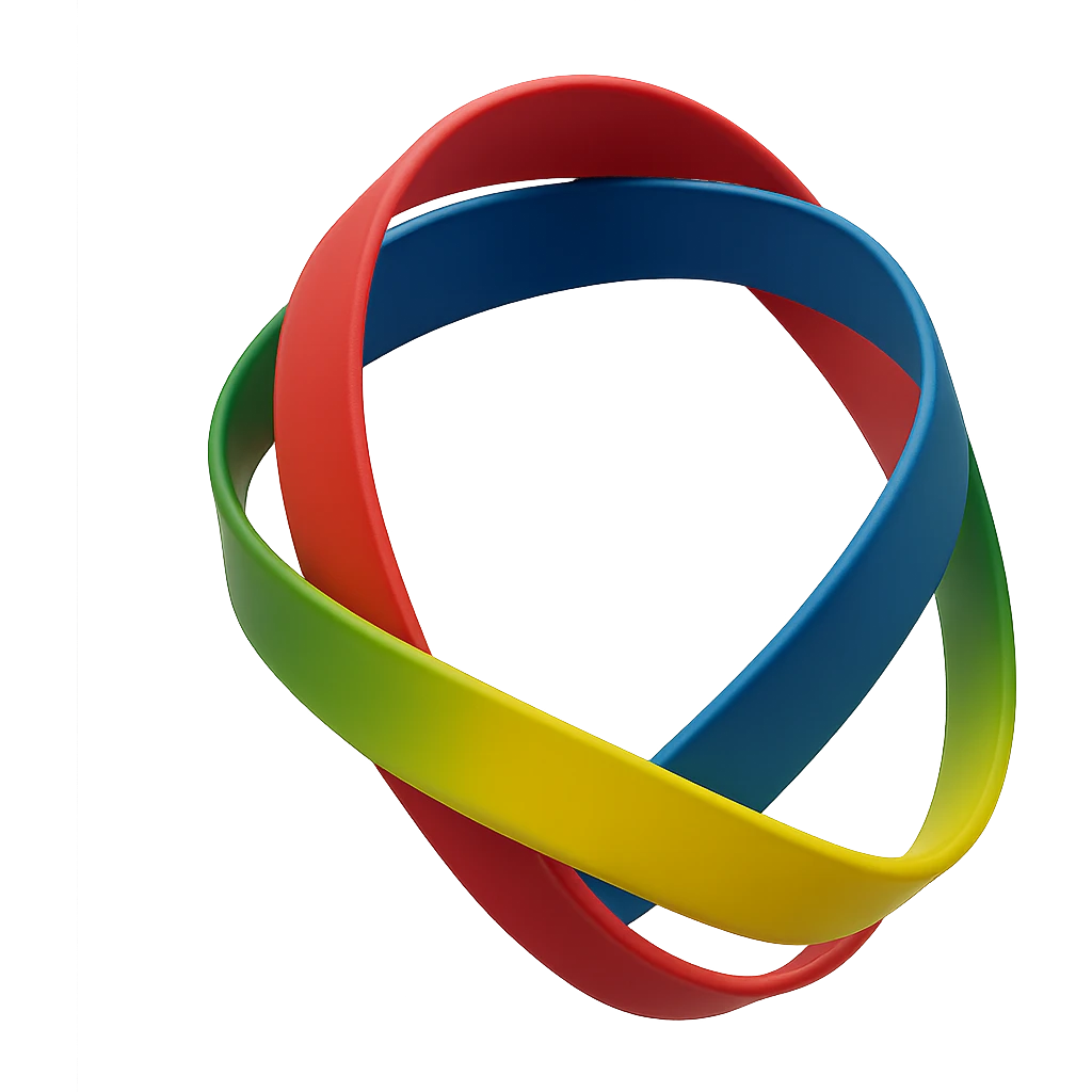 colorful resistance bands forming a closed loop, minimal background emoji