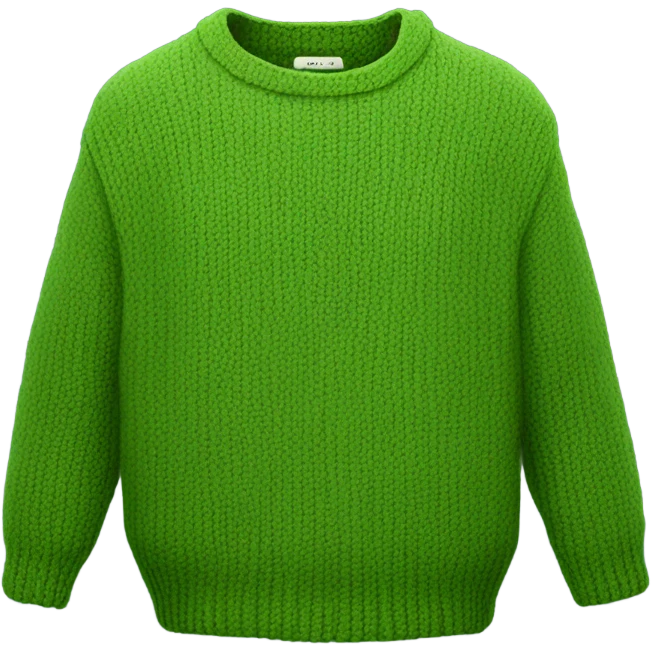 Moss green cropped oversize wool sweater, isolated emoji