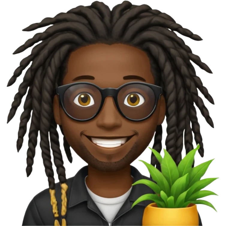 a black african guy with dreadlocks, wearing black shades and aura farming emoji emoji