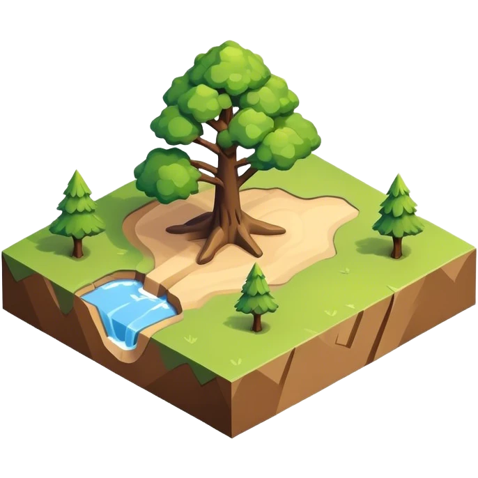 isometric rugged terrain small simple tree emoji