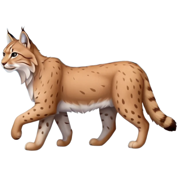 Eurasian Lynx walking in the snow beautiful aesthetic, snowy ground, snow falling around, wooden pine trees in the background, full aesthetic scenic image scenery emoji