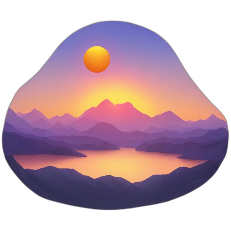 the sun setting behind the mountains emoji