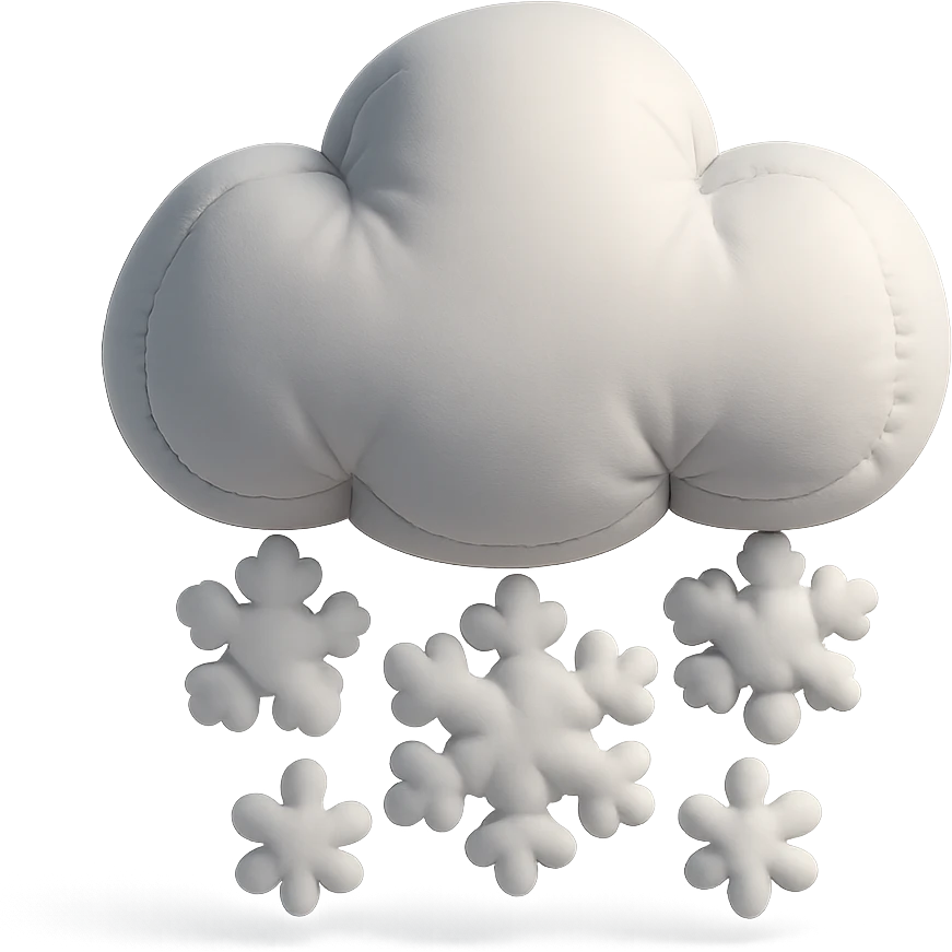 soft edged snow cloud with snowflakes below, cushion style emoji