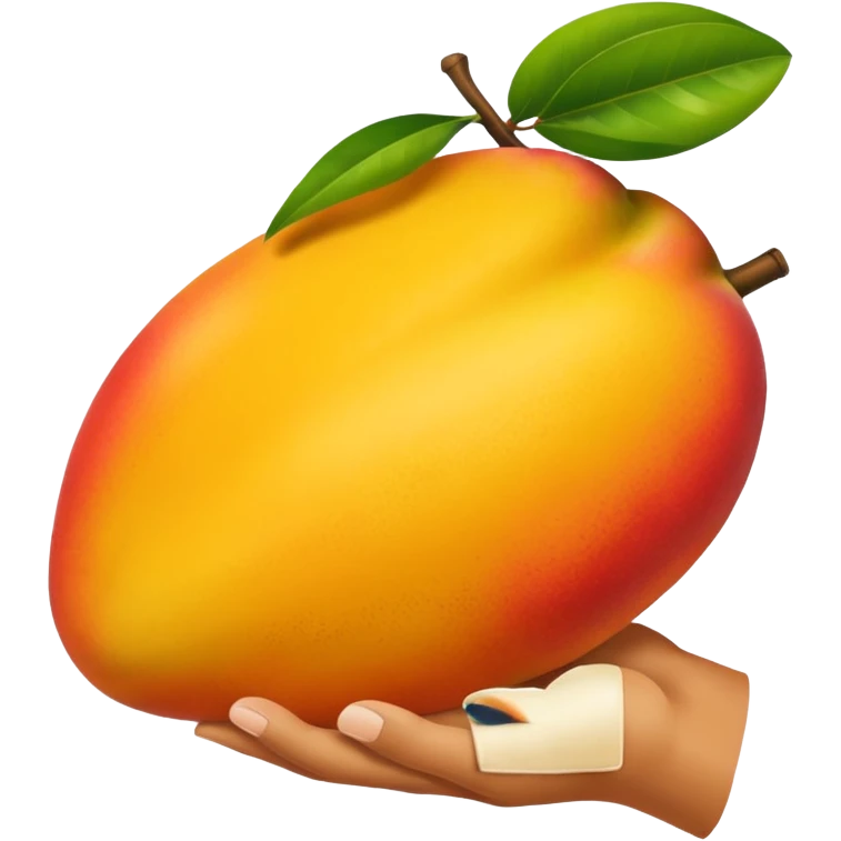 mango in white hand emoji