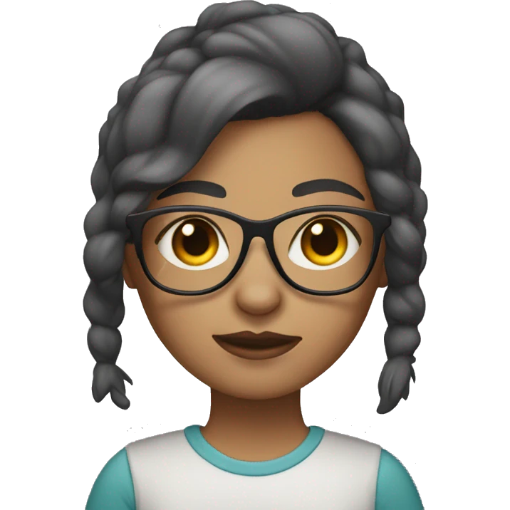 girl with wolf cut and glasses and light skin emoji