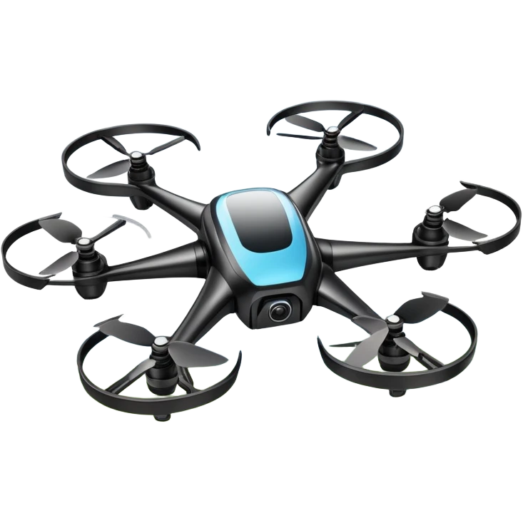 An icon showing a racing quadcopter drone in the foreground, flying at high speed through a course filled with obstacles and checkpoints. Other drones zoom in the background over a dynamic landscape. Transparent background highlights the thrill and precision of drone racing. emoji
