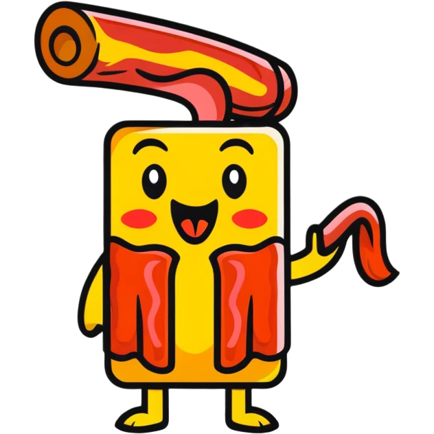 tongue out emoji holding a bacon strip emoji