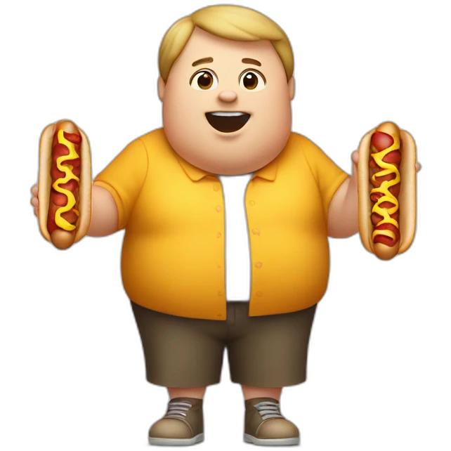 Fat kid with a hotdog emoji