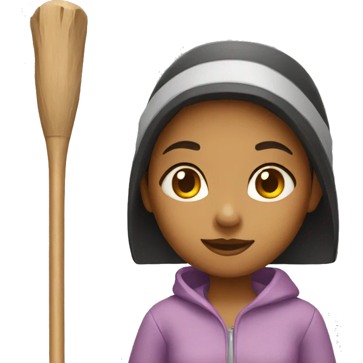 A girl with a stick emoji