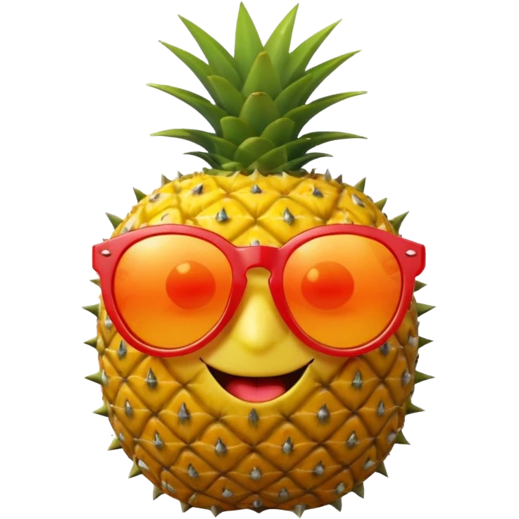 Fruit with Sunglasses, apple, lemon, orange, pineapple.  emoji
