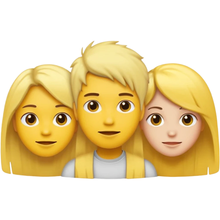 3 people, all yellow emoji skin color but different hair colors next to each other  emoji