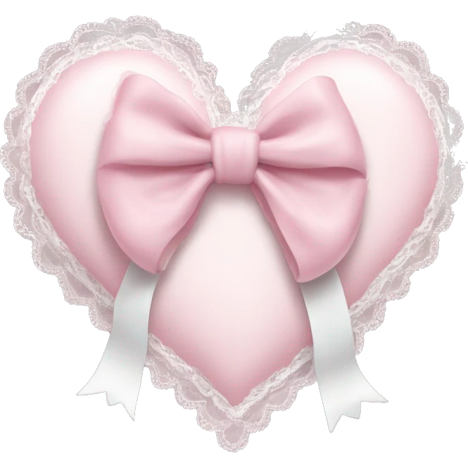 rococo Pastel pink heart with white bow with lace and frills  emoji