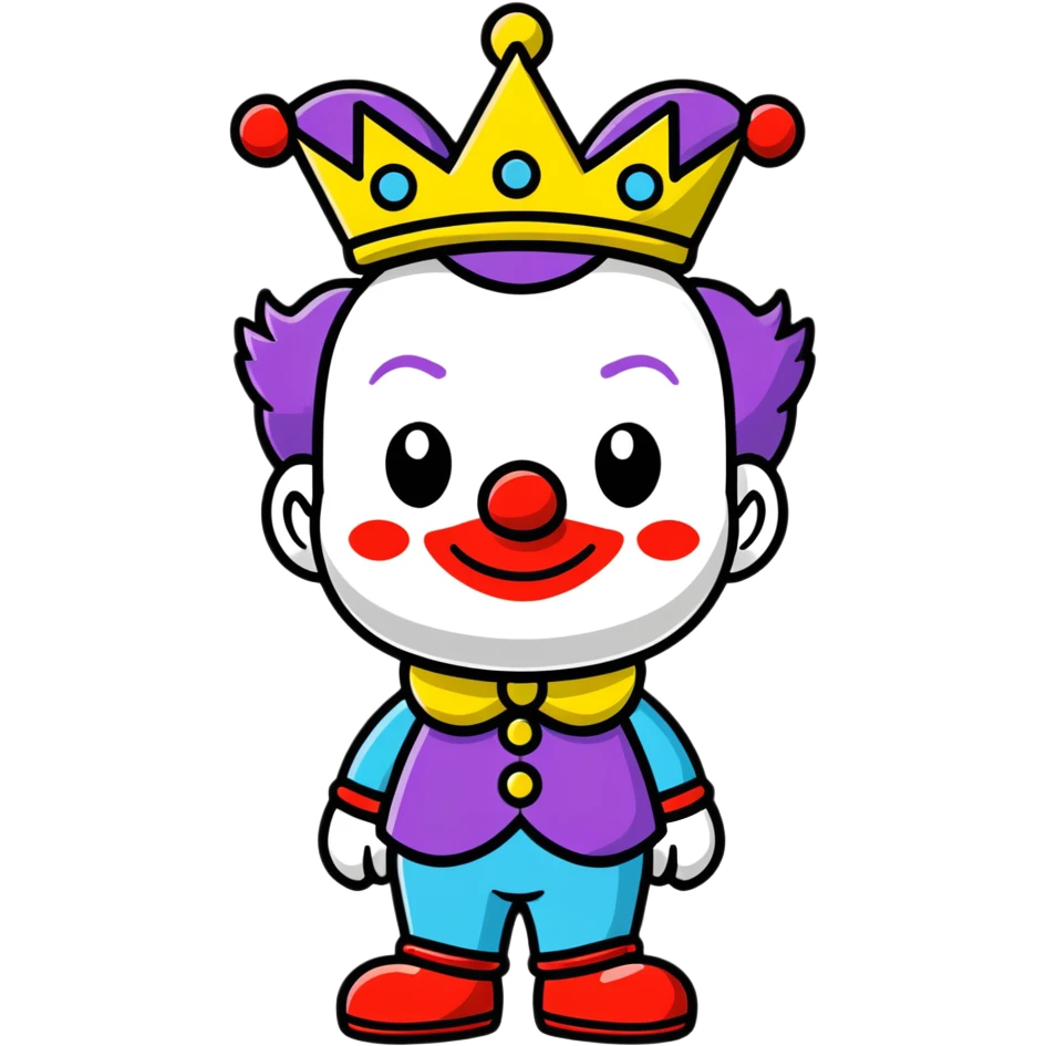 funkopop style clown wearing crown emoji