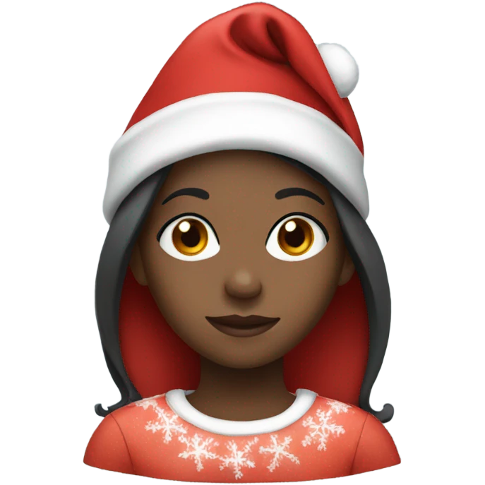 black girl wear a christmas hat emoji