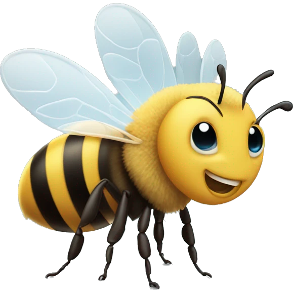 Bee looking with wide eyes and smiling ear to ear emoji