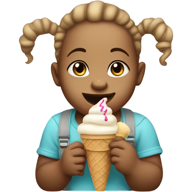 White baby eating ice cream emoji